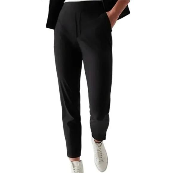 Athleta Brooklyn Ankle Pant Tailored UPF 50+ Featherweight Pockets Black 4 - Picture 1 of 7